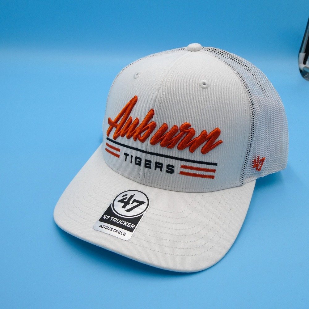 '47 Brand Trucker Hat‎ Mens One Size Auburn Tigers White Snapback Mesh Cap New